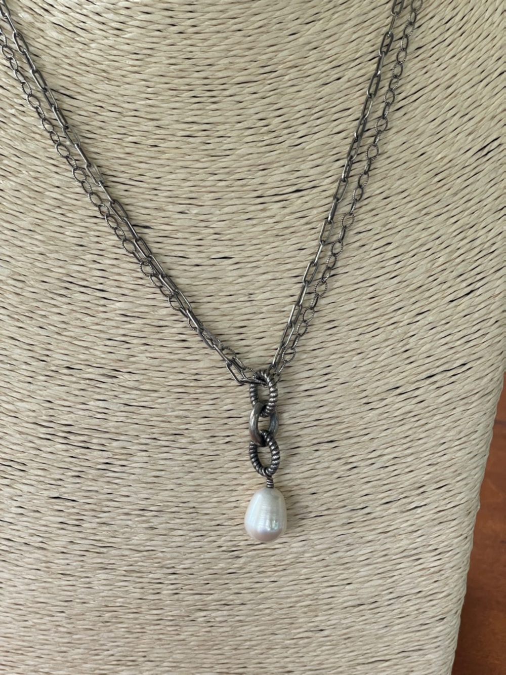Vintage Silpada Double Stranded Sterling and Pearl Necklace
